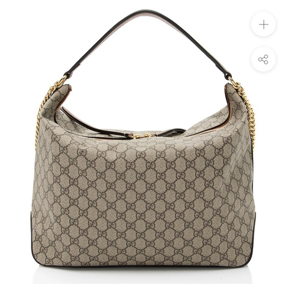 COA -Auth Gucci Chain Hobo GG Coated Canvas Large Brown - Picture 2 of 16